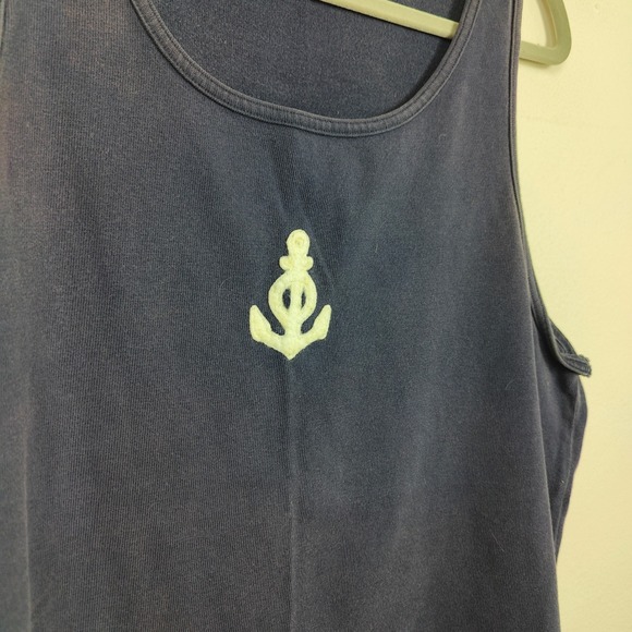 Vintage Polo Ralph Lauren Tank Top Mens XL Navy Blue Anchor Patch Nautical Prep - Picture 3 of 7